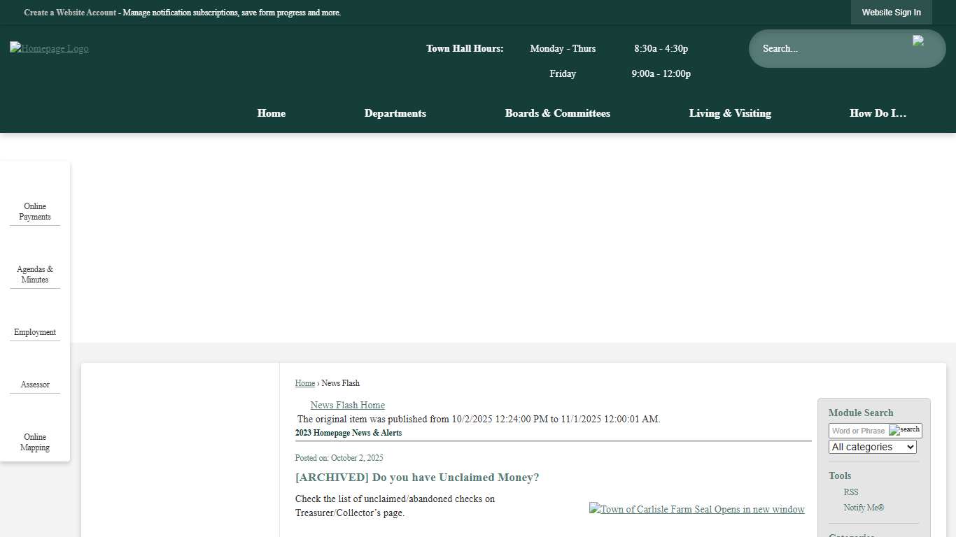 News Flash • Carlisle, MA • CivicEngage