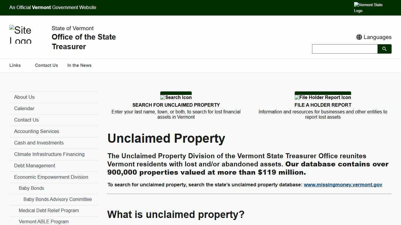 Unclaimed Property | Office of the State Treasurer